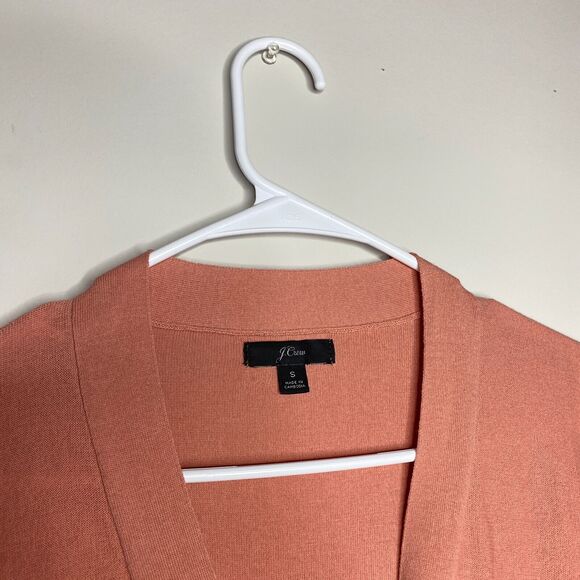 J. Crew Womens Cardigan Sweater Small Blush Pink Cropped V Neck Academia Pastel - Picture 2 of 4